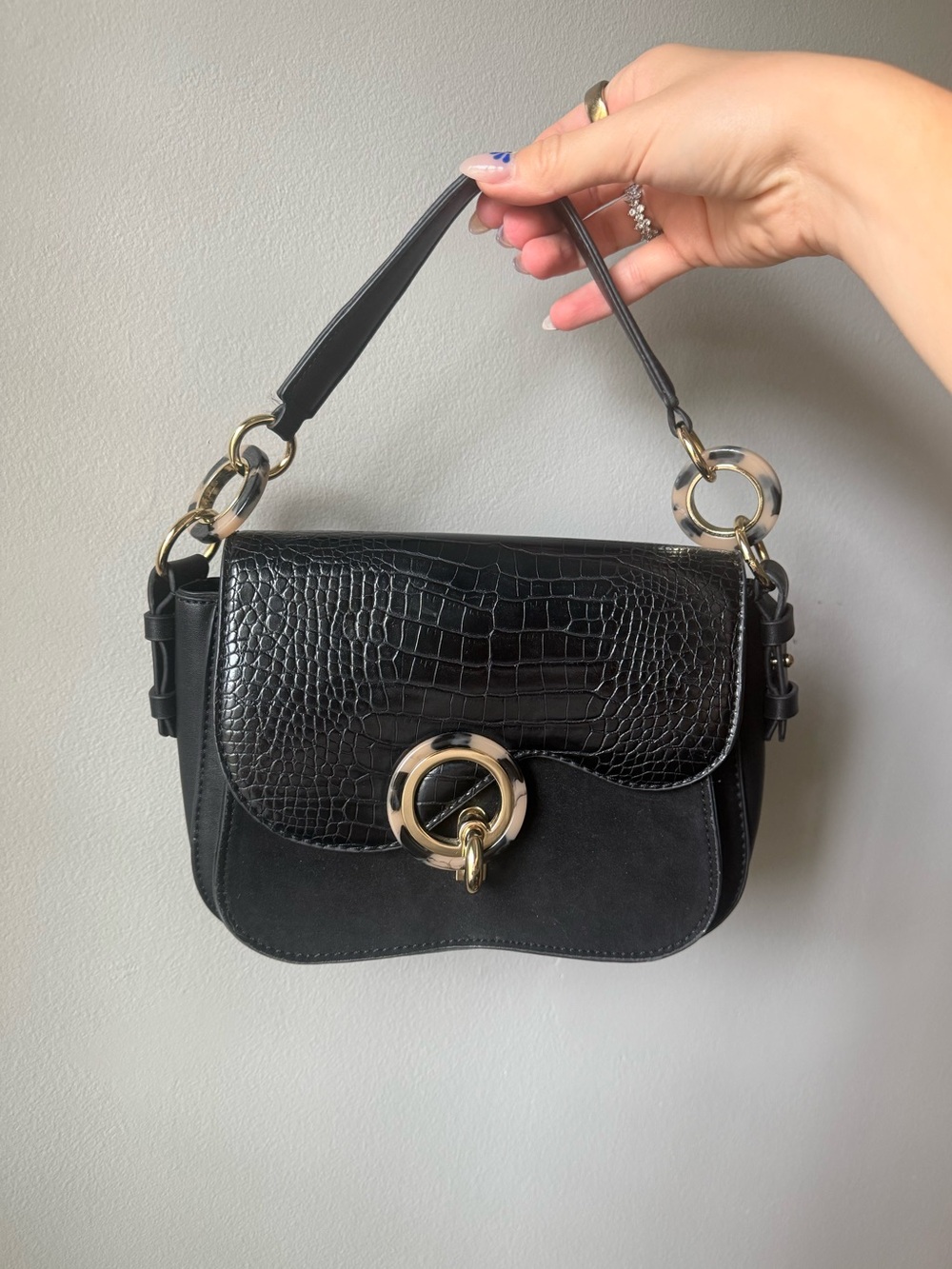 Topshop Black Croc Embossed Purse | Y2K bag